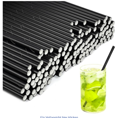 600er Pack schwarze Papierstrohhalme (19,7 cm)