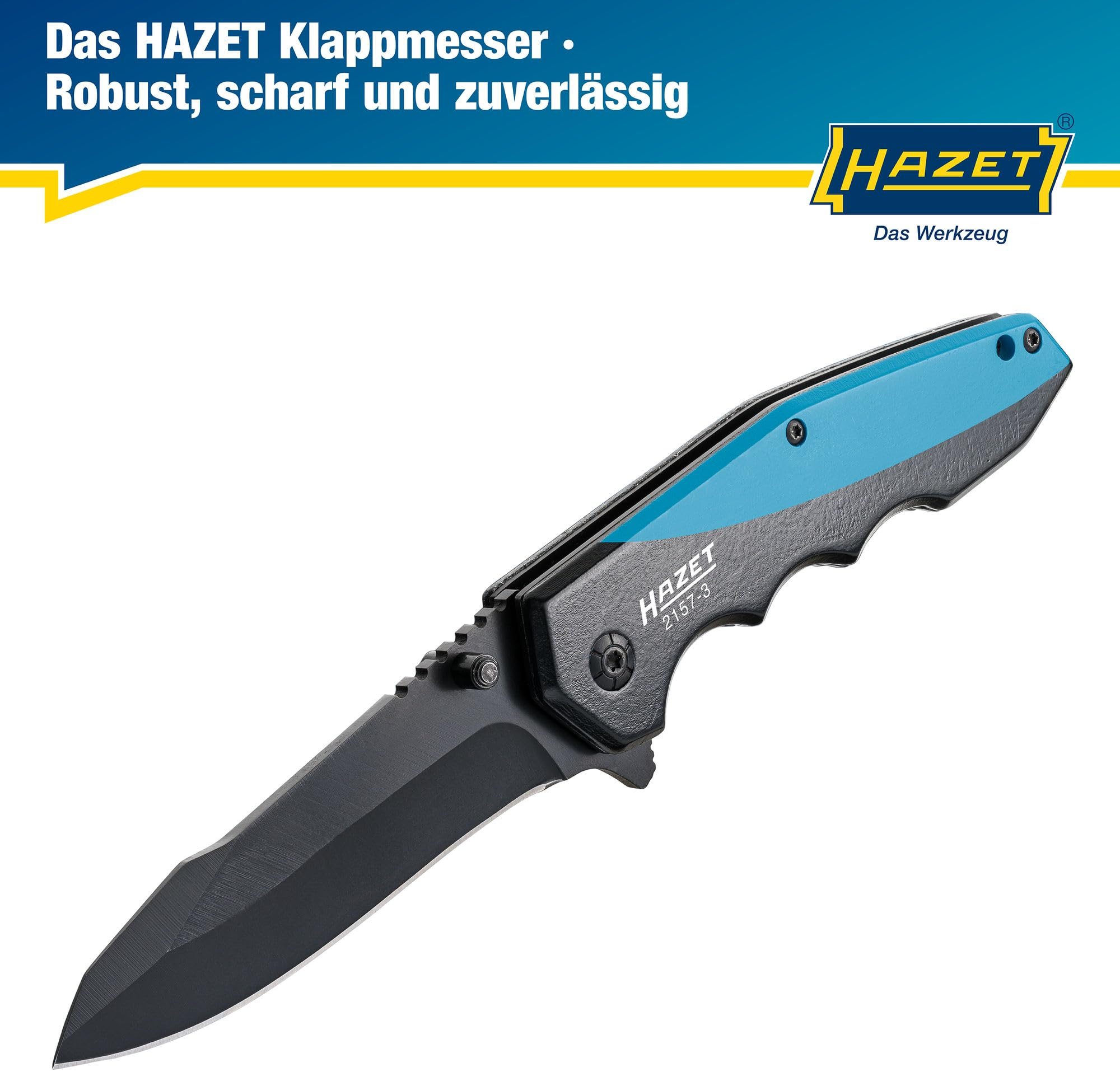 Hazet Klappmesser, Outdoor Taschenmesser mit hochwertiger Edelstahl-Klinge I Aluminium-Griff mit Fingermulden für 11€ (-29%)