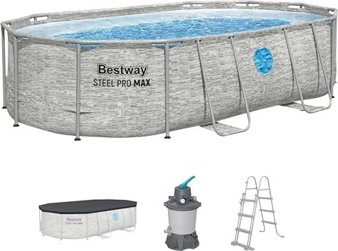 Bestway Power Steel Vista Oval Pool Set 488x305x107cm für 326€ (-38%)