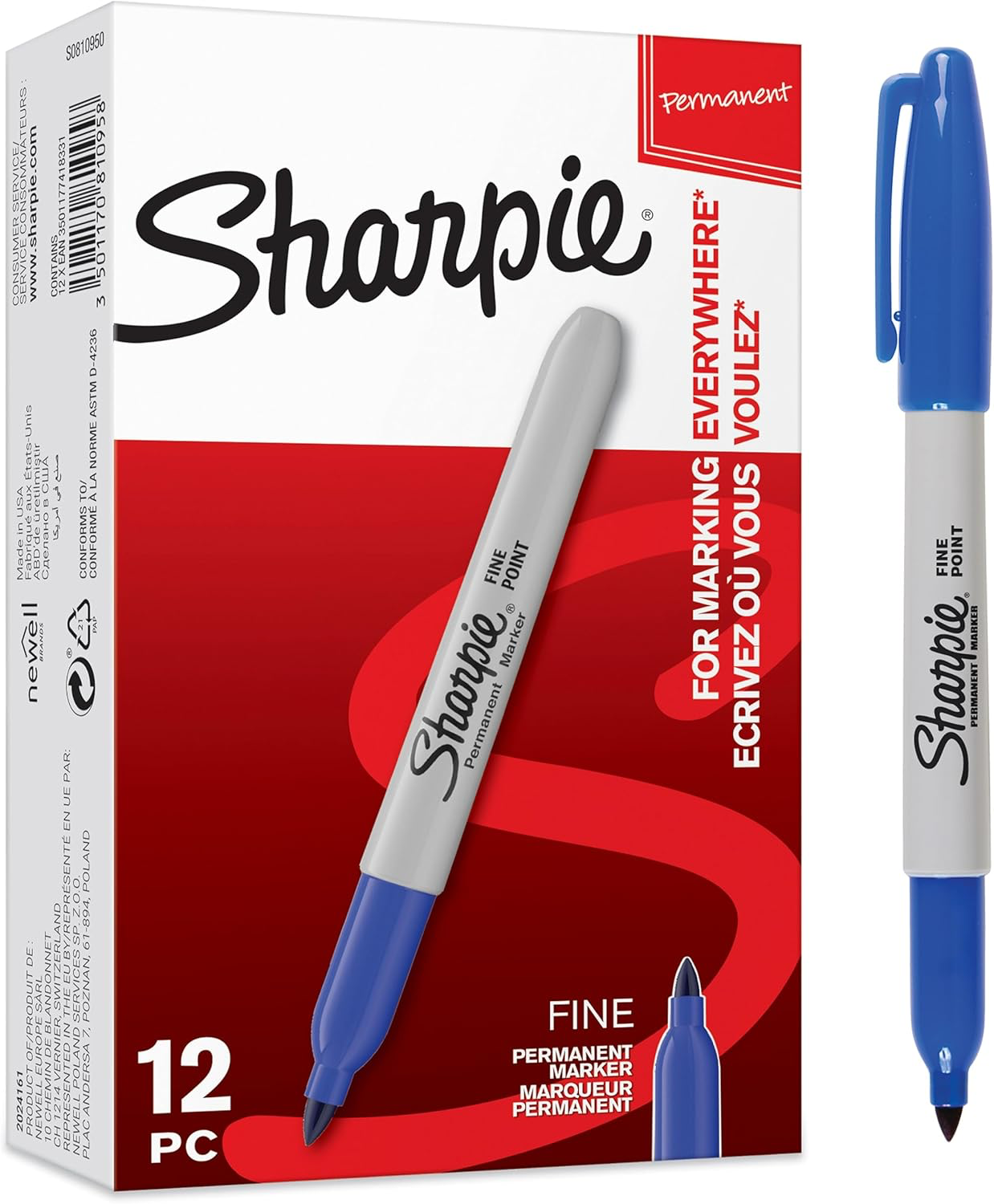 Sharpie Permanent Marker | Marker Stifte mit feiner Spitze | Blau | 12 Stück für 5€ (-69%)