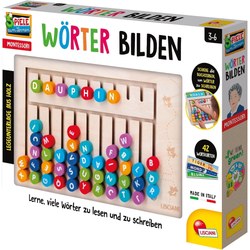 Lisciani Montessori „Schafft Wörter“ Buchstaben-Lernspiel (Holz, 42 Karten, ab 3 Jahren)