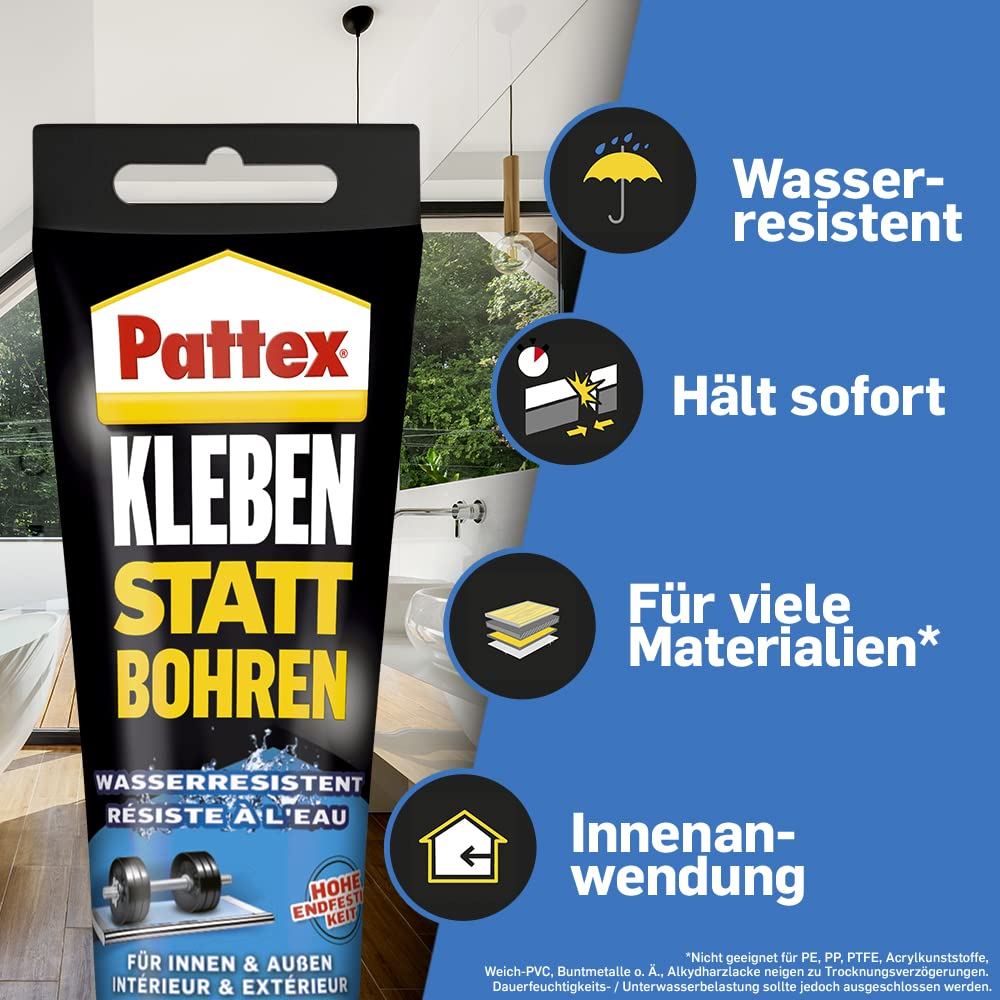 Pattex Montagekleber Kleben statt Bohren Wasserresistent, Kraftkleber für innen & außen, mit hoher Festigkeit, 1 x 340g ( Spar-Abo) für 6€ (-47%)