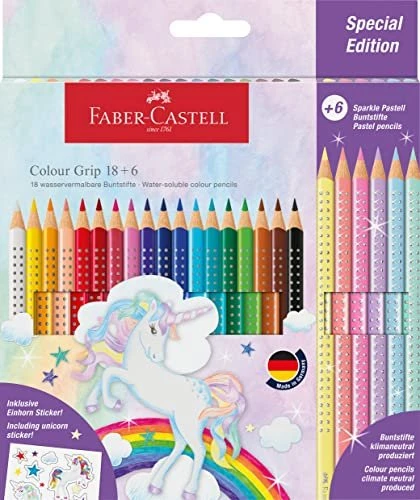 Faber-Castell Colour Grip Einhorn 18+6 Buntstift sortiert, Kartonetui, 24er-Set für 6€ (-21%)