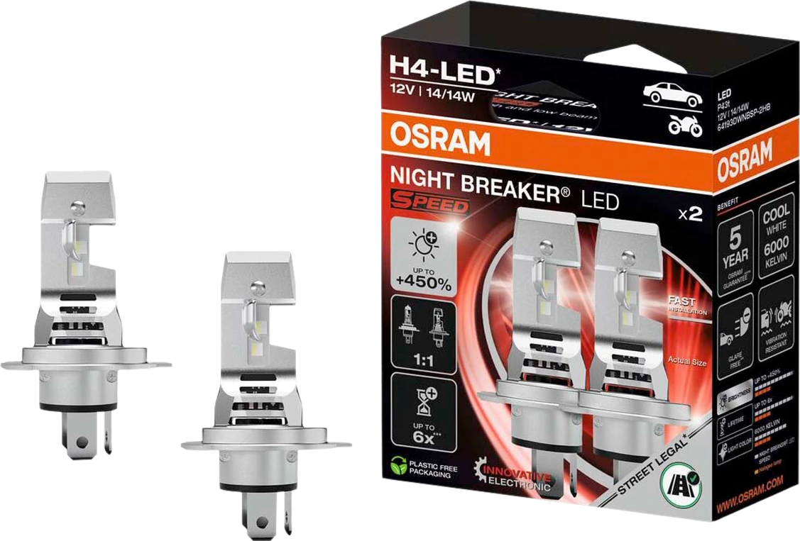 Osram Night Breaker LED Speed H4, 2er-Pack Box für 105€ (-9%)