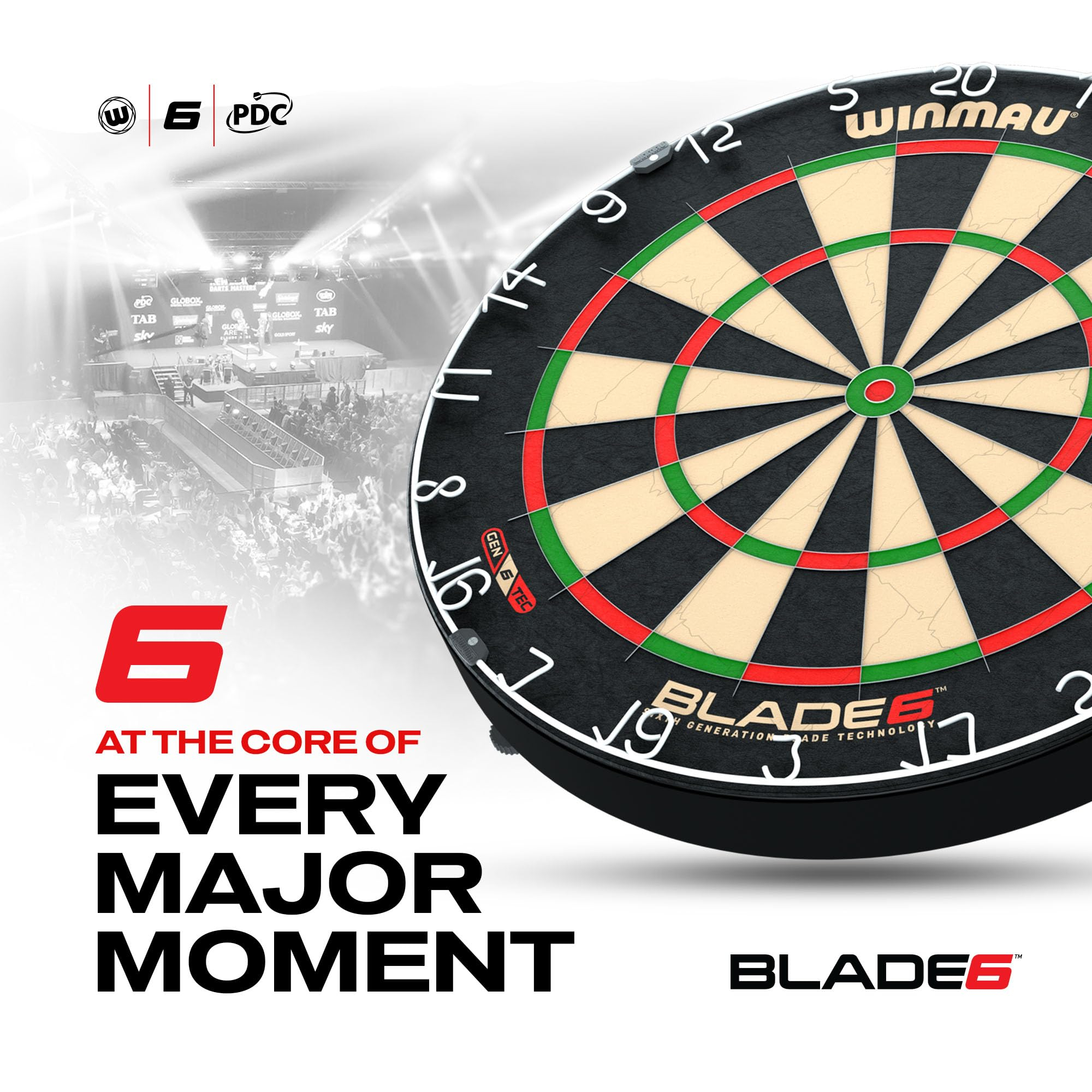 Winmau Blade 6 – Offizielles PDC Steeldart-Turnier Dartboard (personalisiert) für 54€ (-20%)