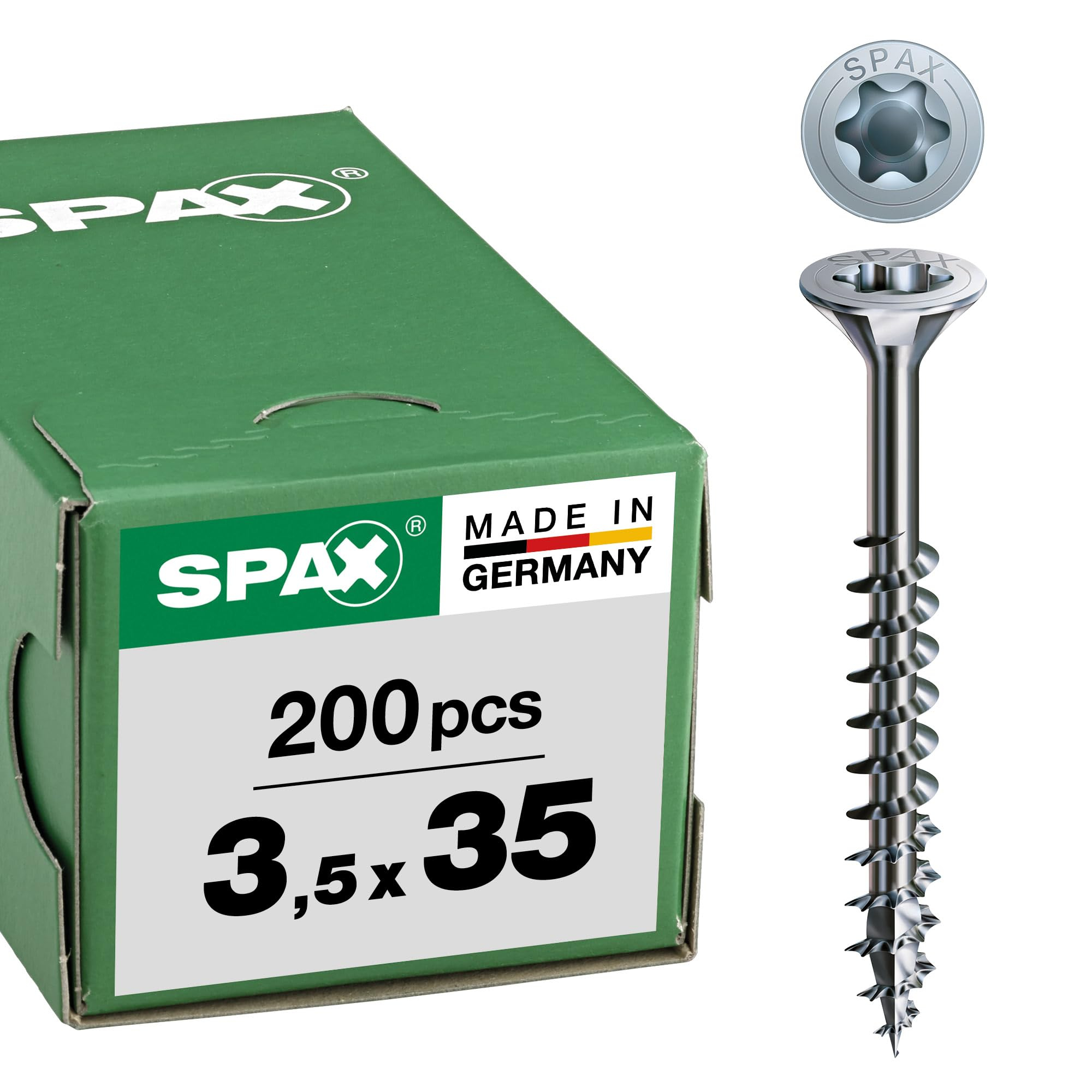 SPAX Universalschraube • 3 • 5 x 35 mm • TX20 200 Stück • T-STAR plus • Senkkopf • 4CUT • verzinkt • für 5€ (-9%)