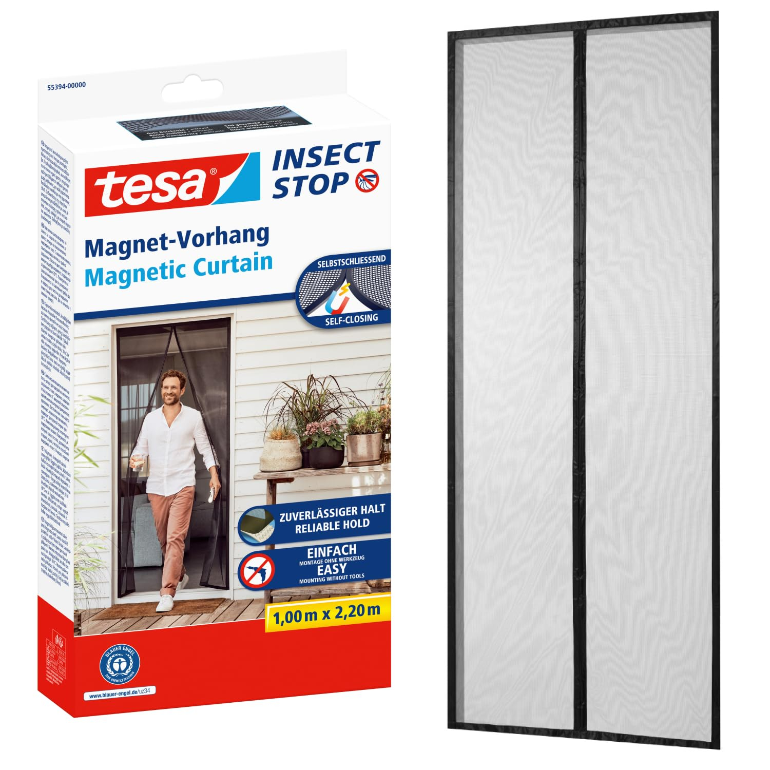 tesa INSECT STOP Magnetvorhang | Selbstschließender Insektenschutzvorhang | In 4 Größen ab 18,99 € | Ohne Bohren | Anthrazit für 20€ (-20%)