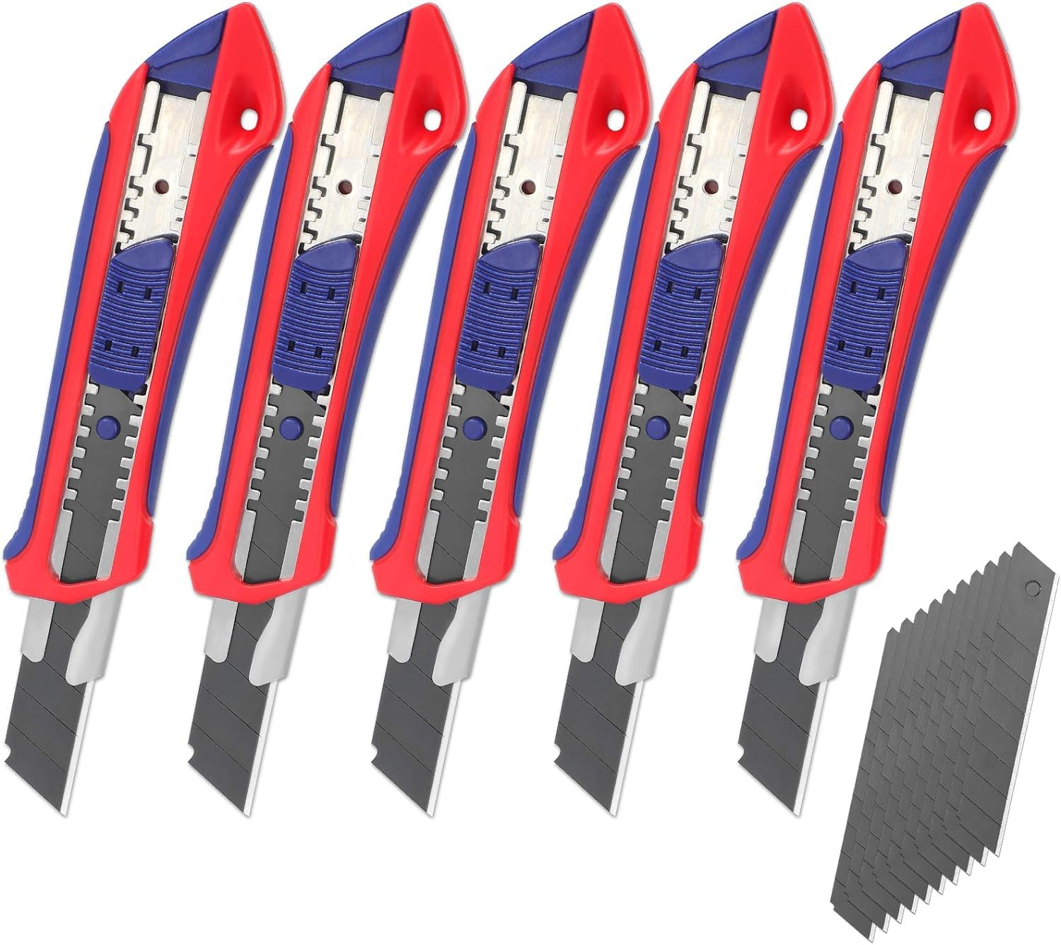 WORKPRO 5 Stück Cuttermesser Set 18mm mit 20 Ersatzklingen aus SK5 für 6€ (-64%)