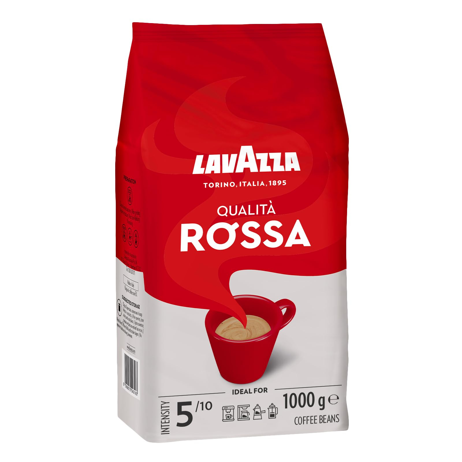 Lavazza, Qualità Rossa, Arabica & Robusta Kaffeebohnen, Intensität 5/10, Mittlere Röstung, 1 Kg für 15€ (-21%)
