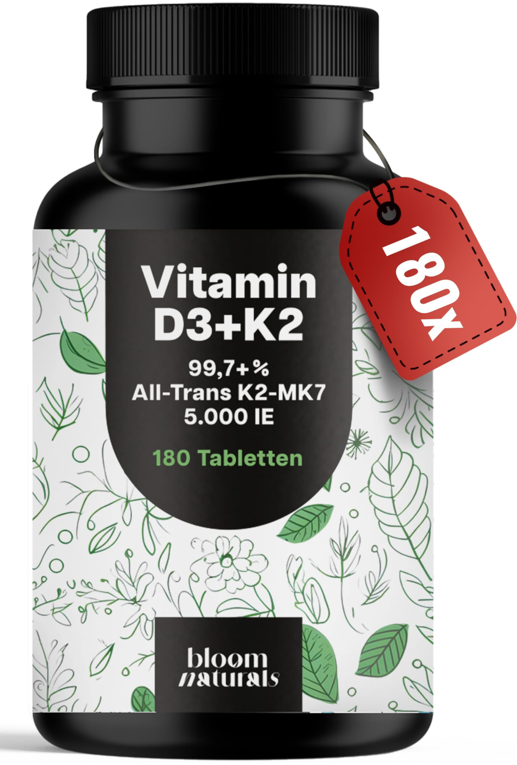 Vitamin D3 K2 hochdosiert – 5000 IE pro Tablette – Coupon mit Spar Abo 6,46 Euro für 6€ (-35%)