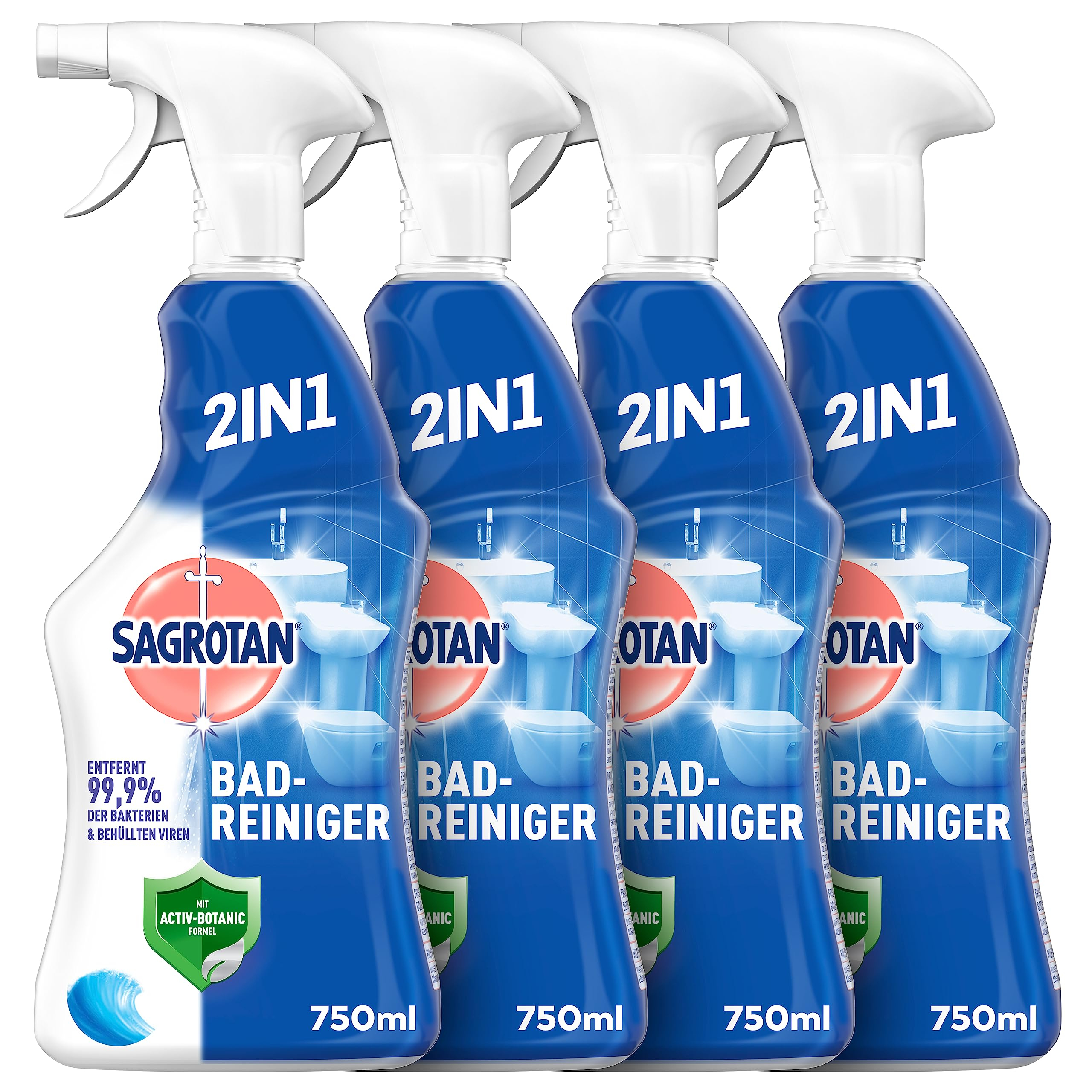 4x 750ml Sagrotan Bad-Reiniger Ozeanfrische, 2in1 Desinfektionsreiniger für 9€ (-24%)