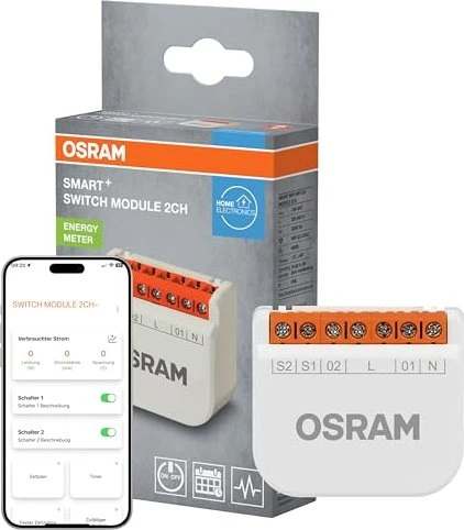 Osram Smart+ WiFi Switch Modul 2-Kanal, 10A, Schaltaktor für 19€ (-5%)