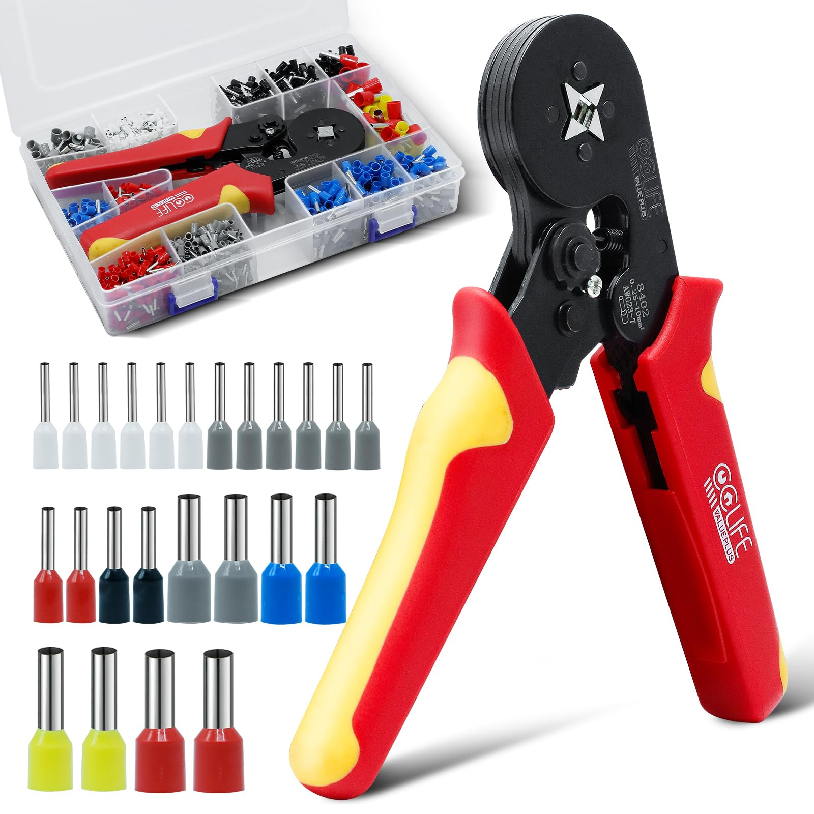 Crimpzangen Set 0,25-10mm² AWG 23-7 mit 1200 Aderendhülsen – Amazon für 12€ (-21%)
