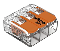 50 Stück WAGO 221-413 Verbindungsklemmen (3-Leiter, bis 4 mm²) für 15€ (-38%)
