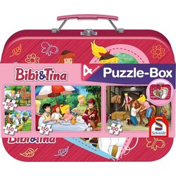 Schmidt Spiele Bibi und Tina 4 Kinderpuzzle im Metallkoffer