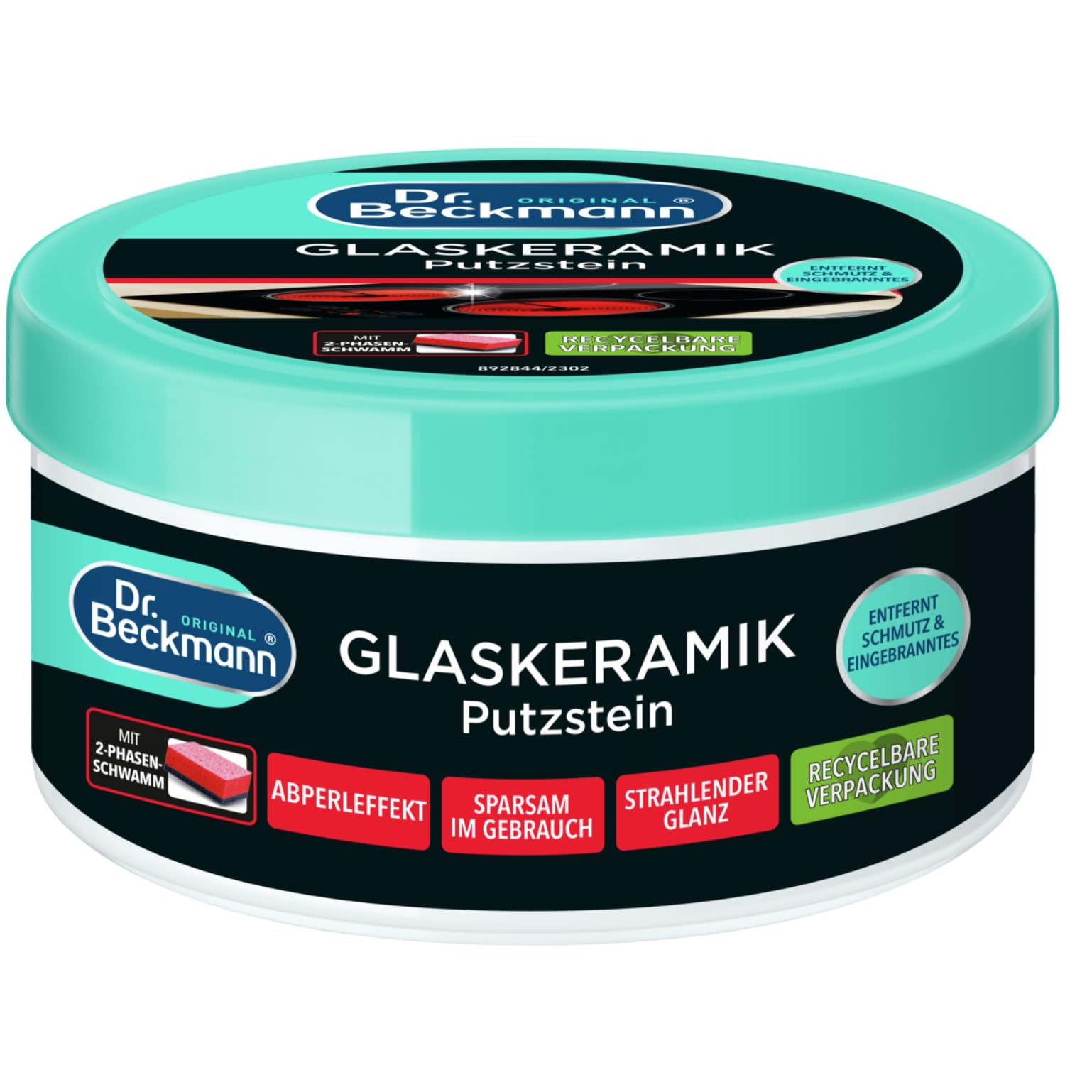Dr. Beckmann Glaskeramik Putzstein | effektiver Kochfeld-Reiniger gegen hartnäckigen Schmutz | inkl. Spezialschwamm | 250 g / Amazon SparAbo für 2€ (-35%)