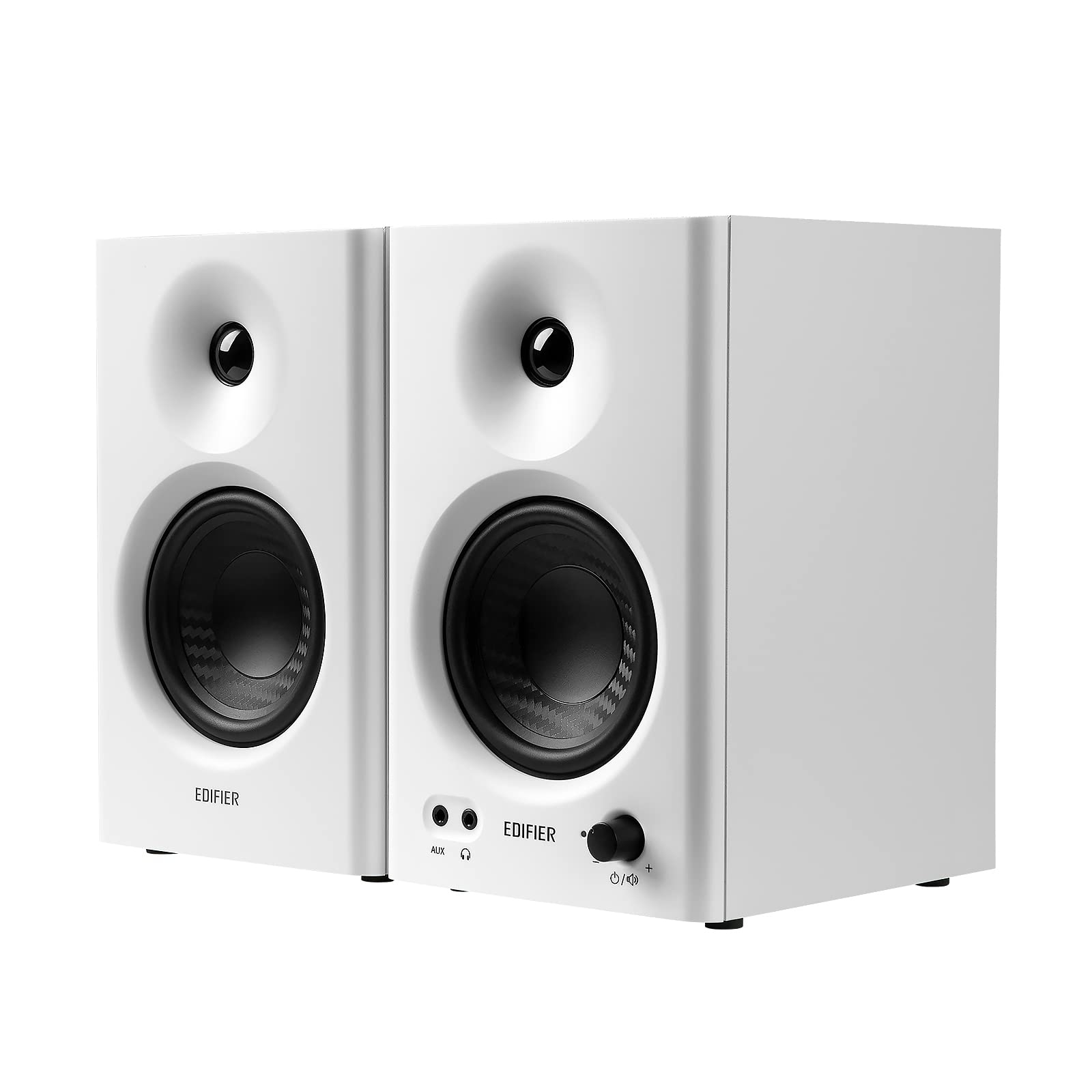 Edifier MR4 kompakte 2.0 Studiomonitore (42 Watt) mit Class-D Verstärker und Zwei wählbaren Klangmodi, Weiß für 86€ (-19%)