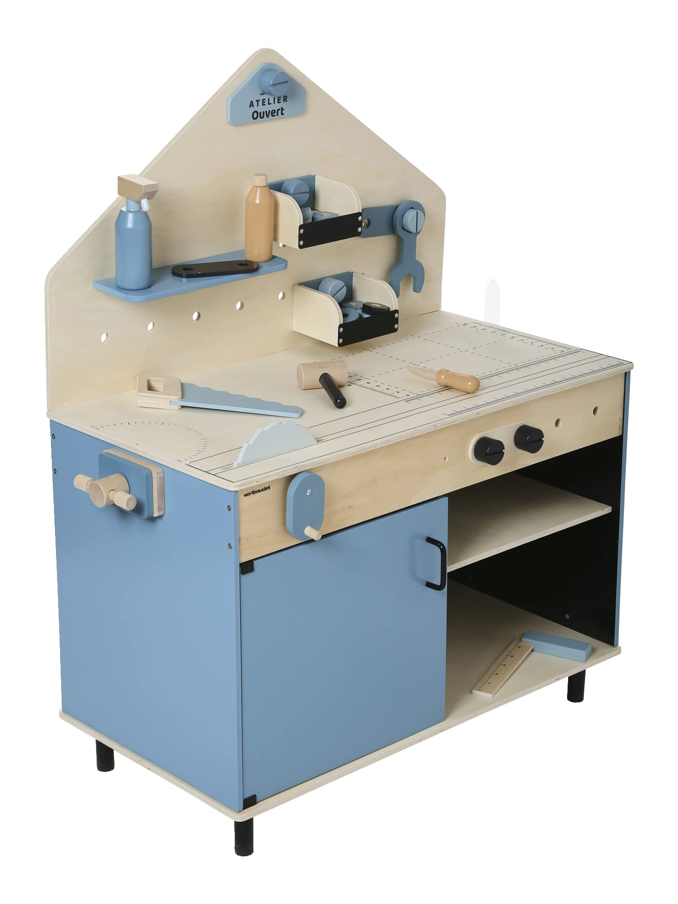 Preisfehler VERTBAUDETGroße Kinder Werkbank, Holz FSC/Metallblau für 22€ (-86%)