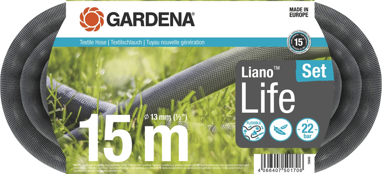Gardena Textilschlauch Liano Life Schlauchset 13mm, 15m für 30€ (-8%)