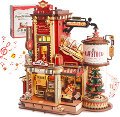 ROKR 3D Holzpuzzle „Gift Factory“ (449 Teile, LED-Licht)