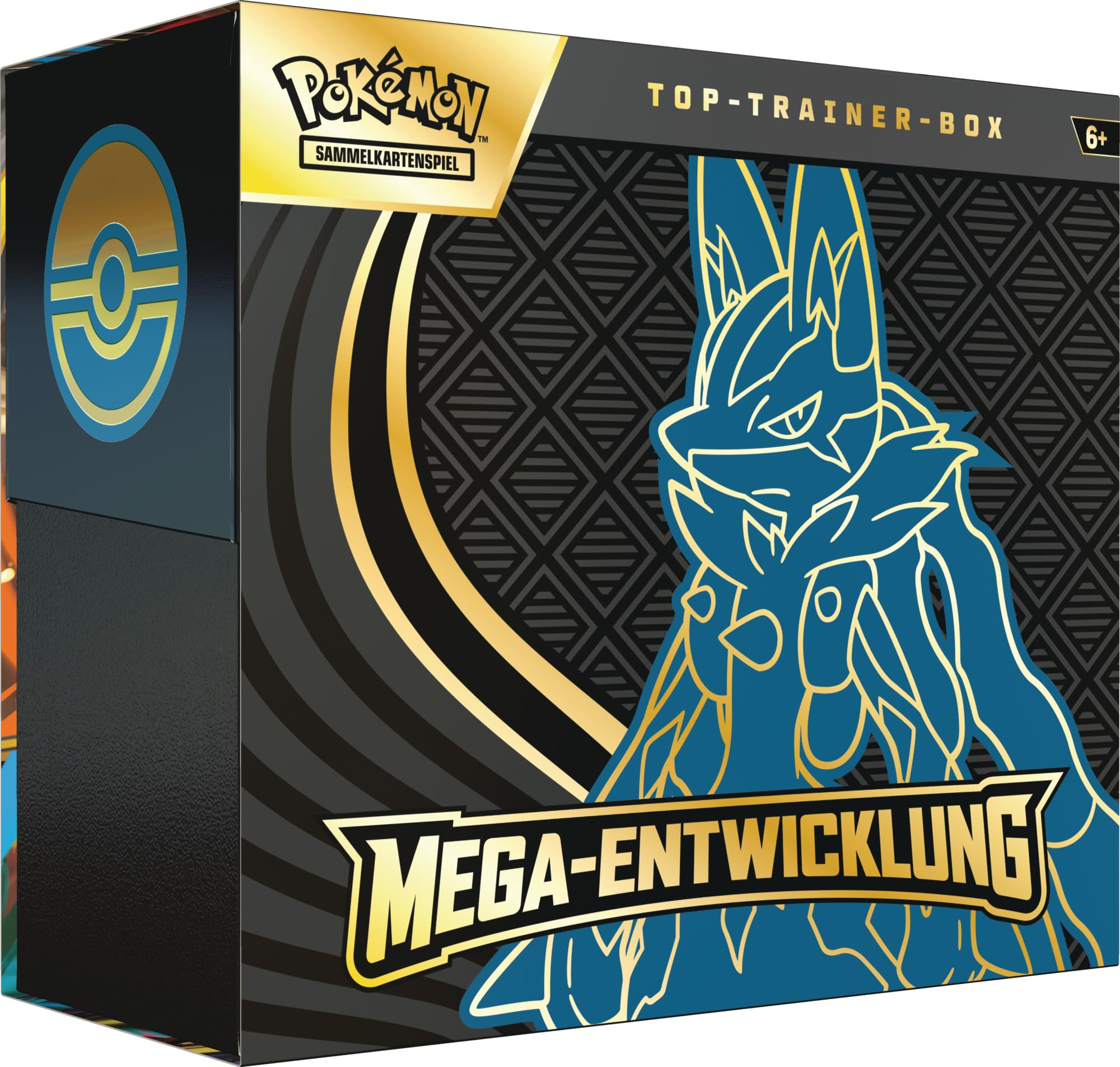 Pokémon Sammelkartenspiel: Top Trainer Box Mega Entwicklungen: Lucario (1 Vollbild-Promokarte, 9 Boosterpacks & Zubehör) (Einladung)
