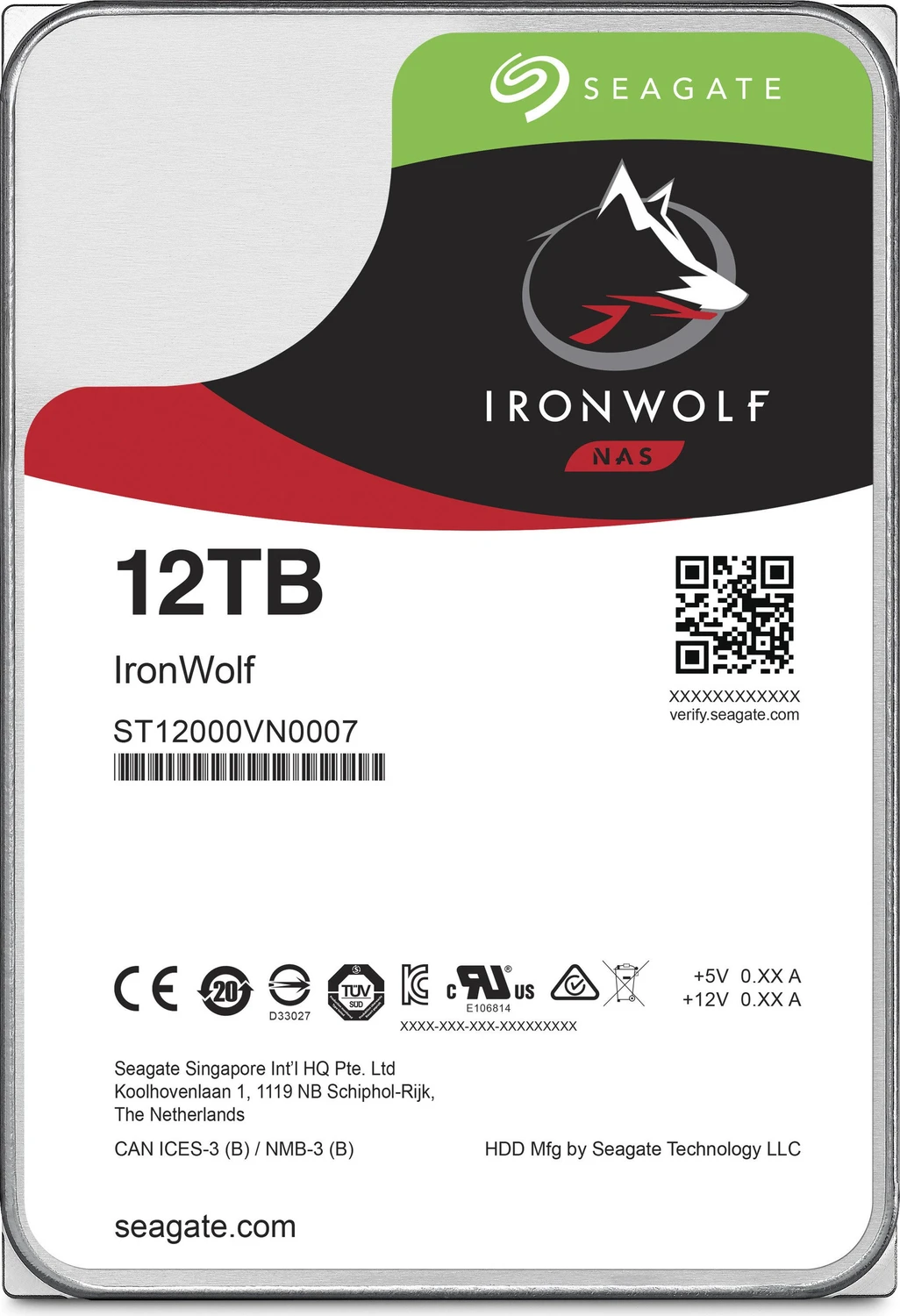 Seagate IronWolf NAS HDD +Rescue 12TB, 24/7, 512e / 3.5″ / SATA 6Gb/s für 370€ (-8%)
