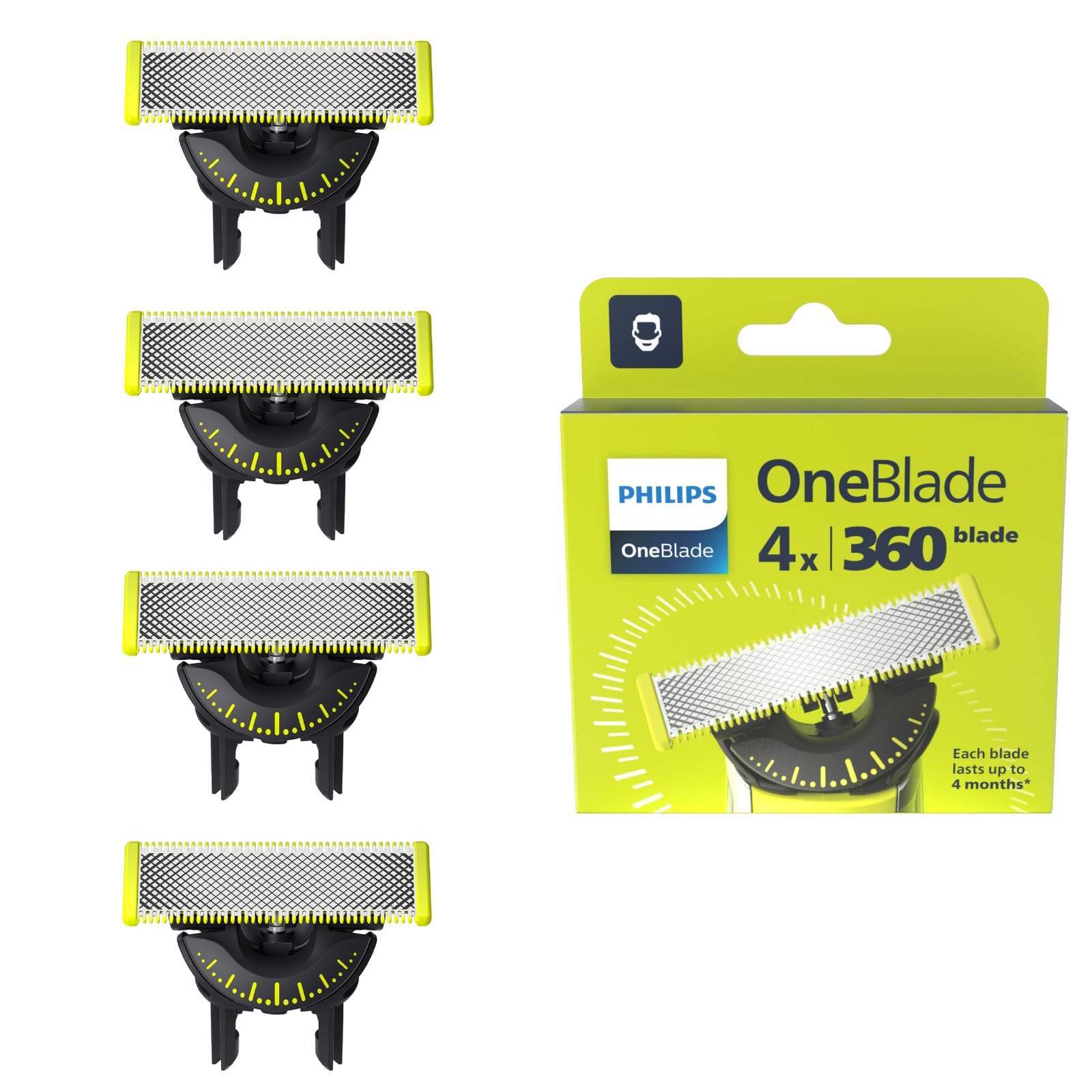 [PaysafeCard Neukunde*] Philips OneBlade Original 360-Klingen 4er-Pack (Modell QP440/50) (5€/Stück) für 20€ (-33%)