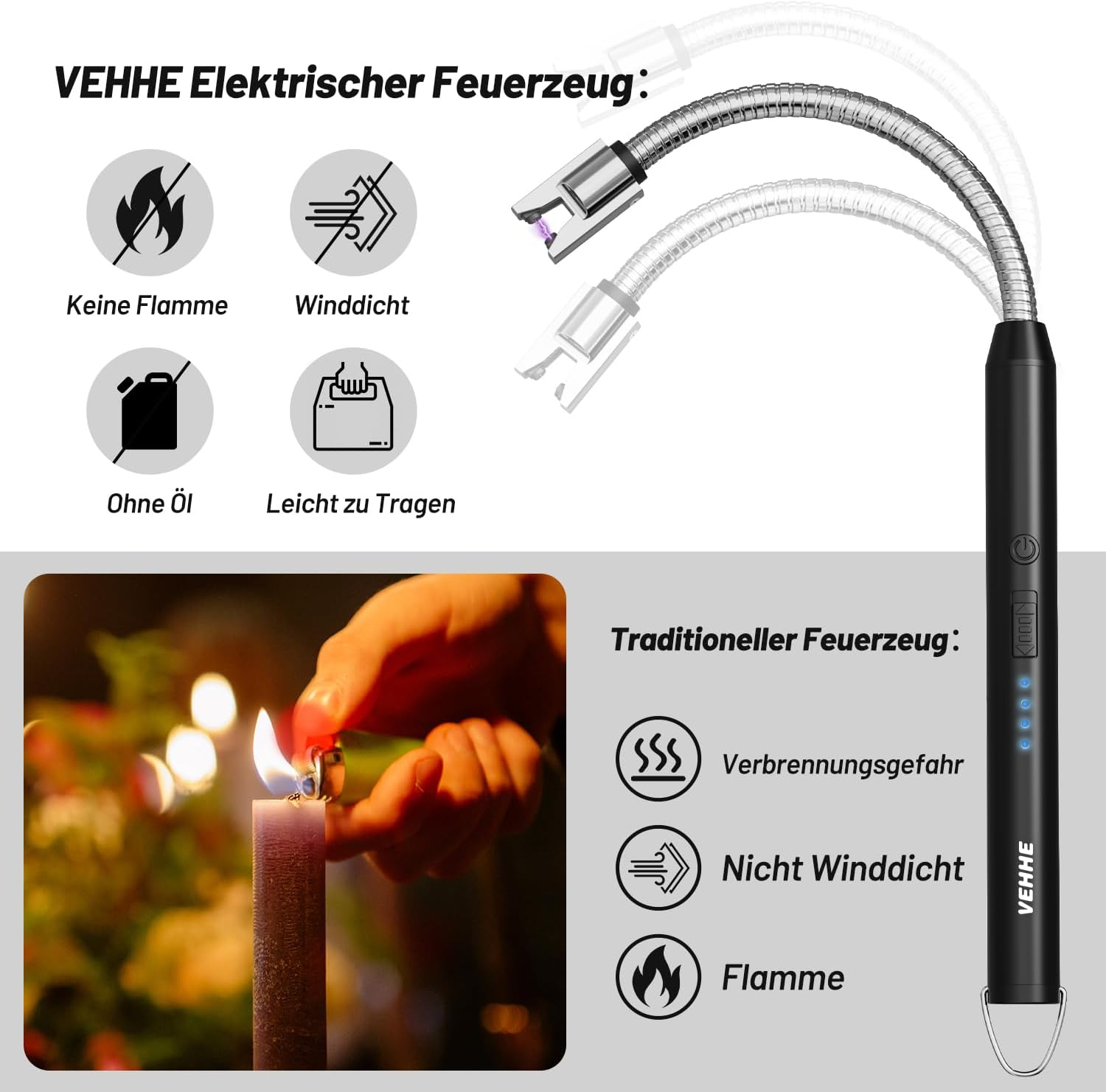 Flexibles elektrisches Feuerzeug ohne Gas (mit USB-C-Ladung) für 5€ (-40%)