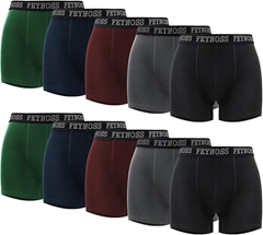 feynoss Herren Boxershorts (10er Pack, Baumwolle, ohne Etikett) für 17€ (-31%)
