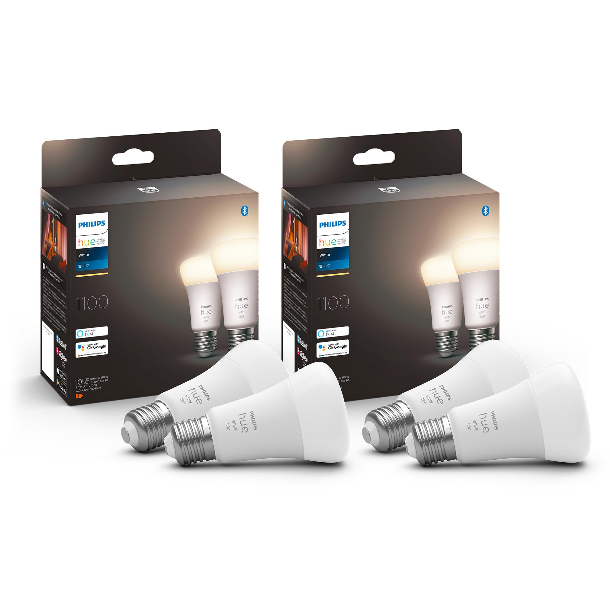 Philips Hue White 1100 LED-Bulb E27 9.5W 4 Stück für 30€ (-25%)