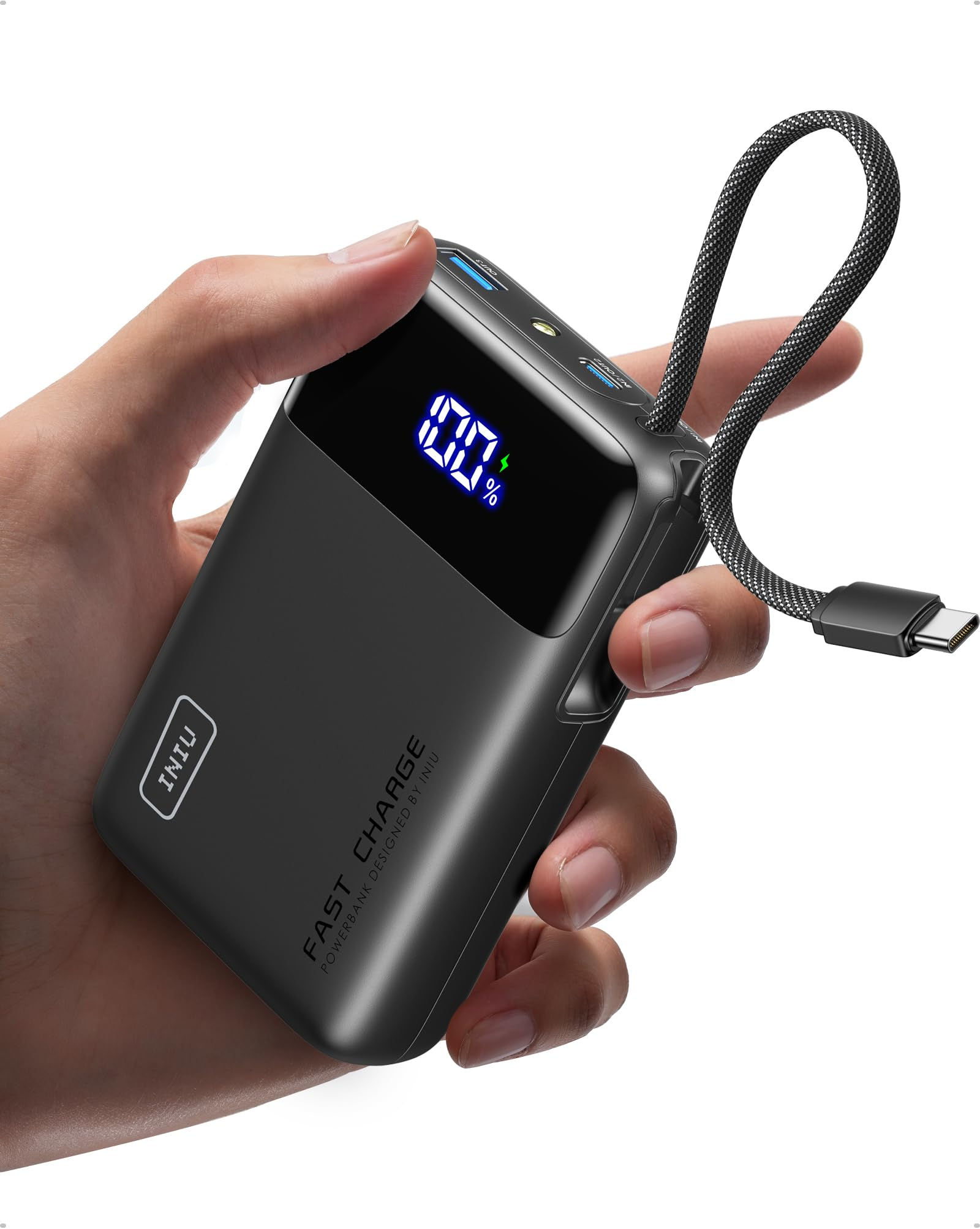 INIU Ultra Kleine 45W Powerbank mit 20.000mAh & Integriertem USB-C Kabel für 15€ (-45%)