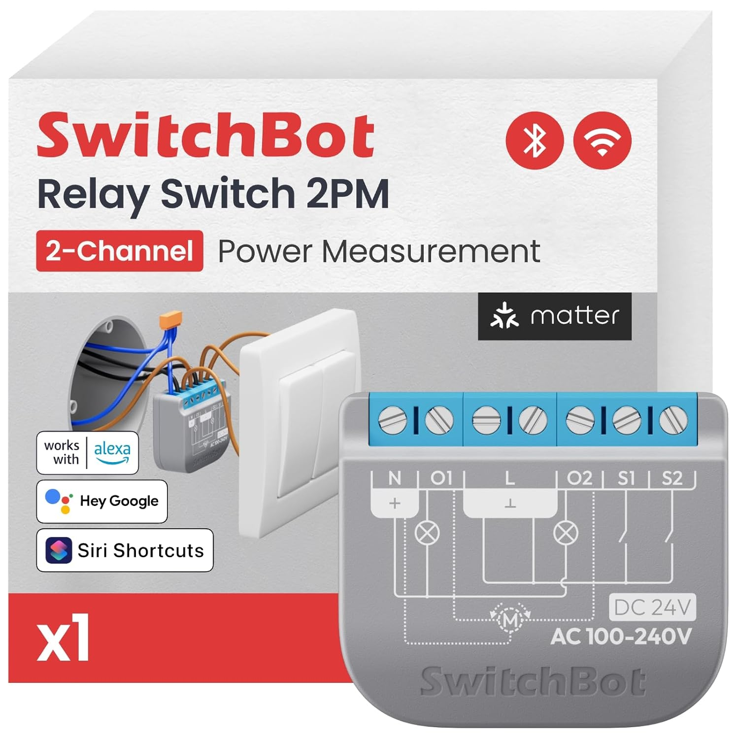 SwitchBot Relay Switch 2PM, Matter, 2x16A, Energiemessung, WLAN+BT, Trockenkontakt, Alexa/Google/Apple Home | Amazon für 10€ (-33%)