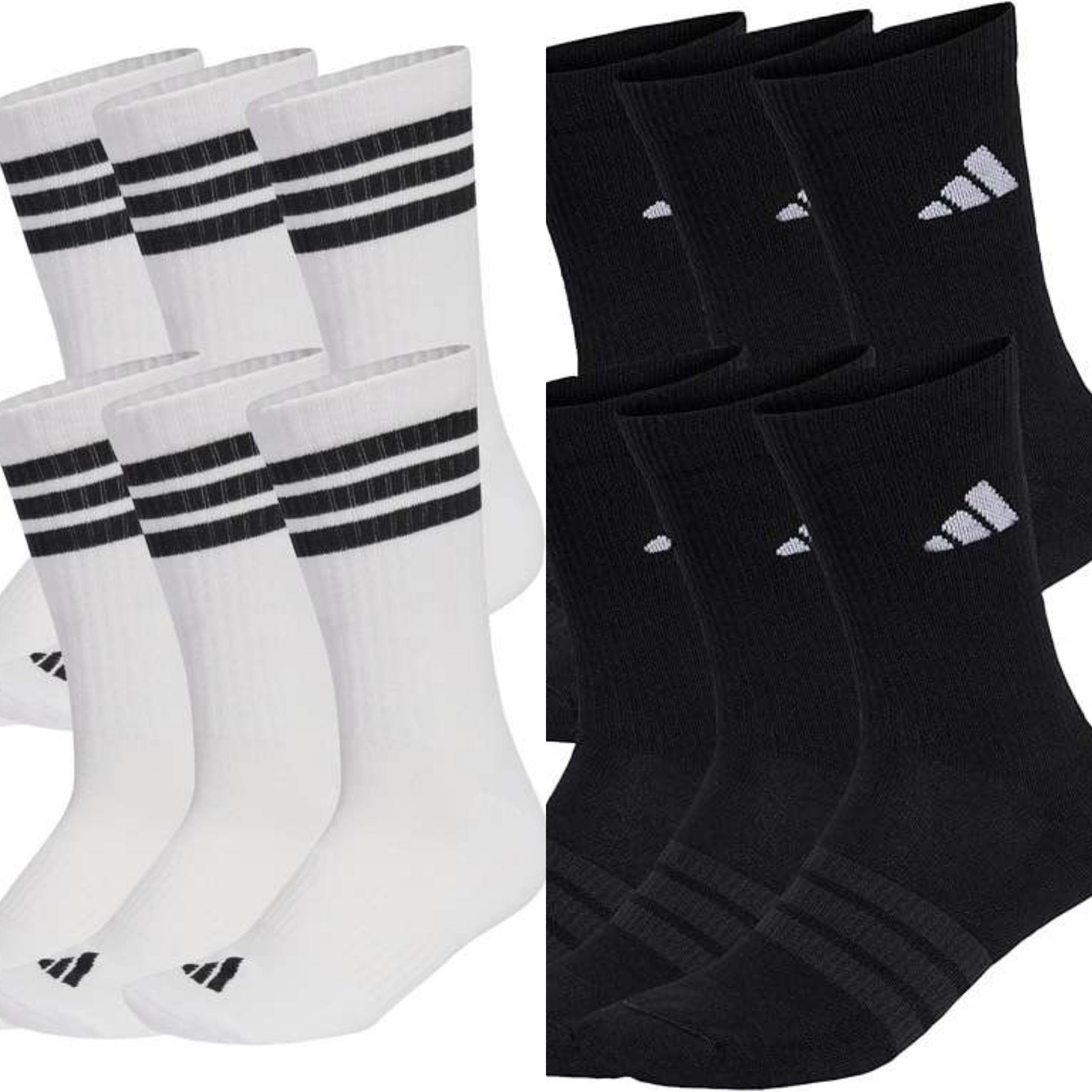 Adidas 3-Streifen Crew Socken 6 Paar Gr 34/36 bis 46/48 15,99€ / adidas Cushioned Crew Socks 6 Pair 15,99€ Gr 31/33 bis 49/51 für 16€ (-27%)