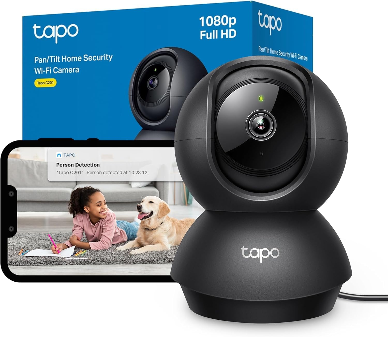 Tapo C201 360° WLAN-Überwachungskamera für Innenräume, 1080P, Nachtsicht, Bewegungserkennung, Zwei-Wege-Audio für 20€ (-37%)