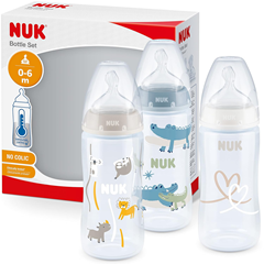 NUK First Choice+ Babyflaschen-Set (3x 300ml, Anti-Colic, Temp. Control) für 14€ (-39%)