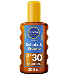 NIVEA SUN Schutz & Bräune Sonnenöl Spray LSF 30 (200 ml) für 8€ (-28%)