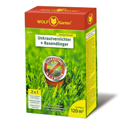 WOLF-Garten 2-in-1 Unkrautvernichter + Rasendünger (SQ 120, 2,4 kg für 120m²) für 17€ (-27%)