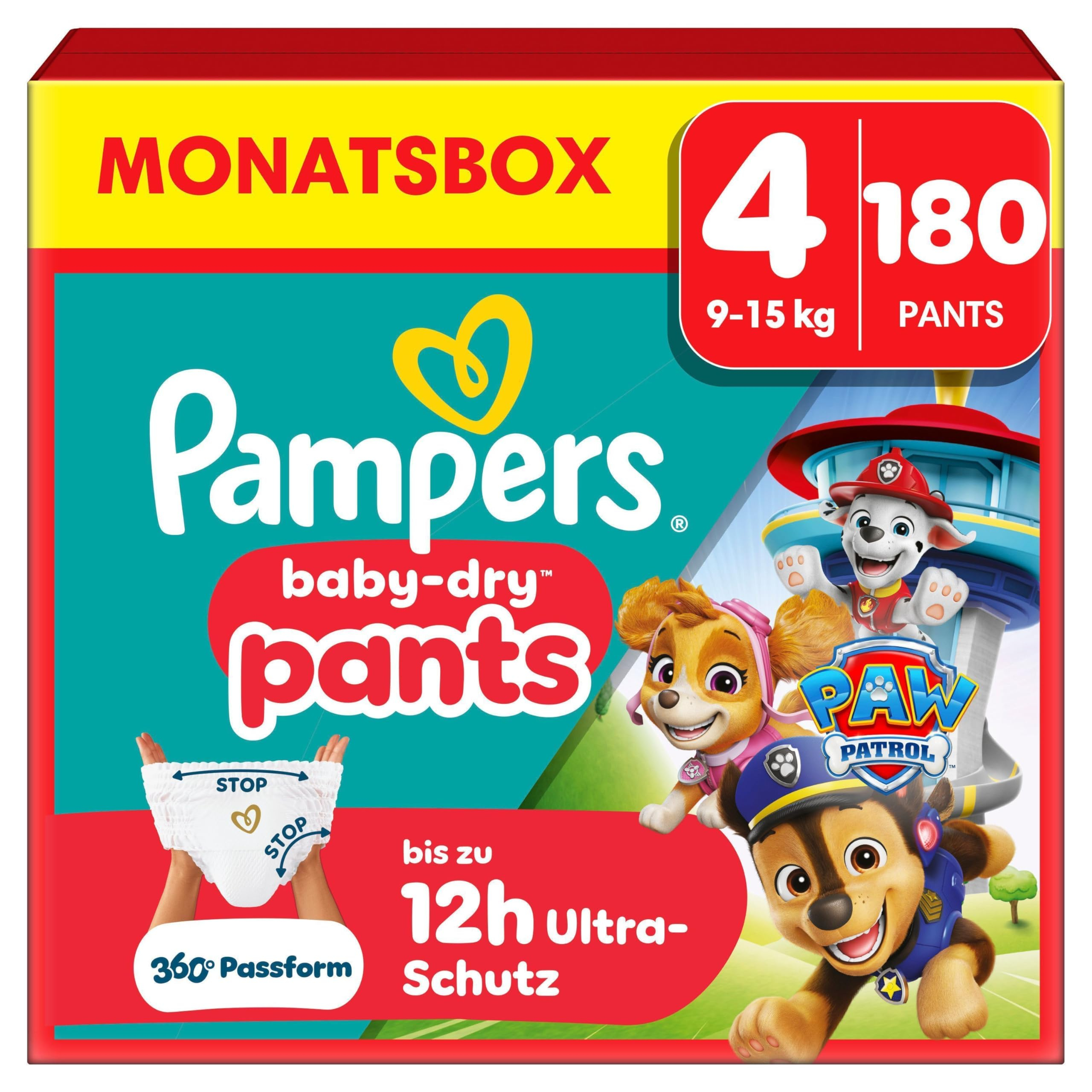 Pampers Baby-Dry Pants Paw Patrol Edition Größe 4, 180 Windeln, 9kg-15kg (auch andere Größen) für 34€ (-42%)