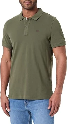 Tommy Hilfiger Tommy Flag Slim Fit Piqué Poloshirt kurzarm dark greenery (Herren) für 26€ (-25%)