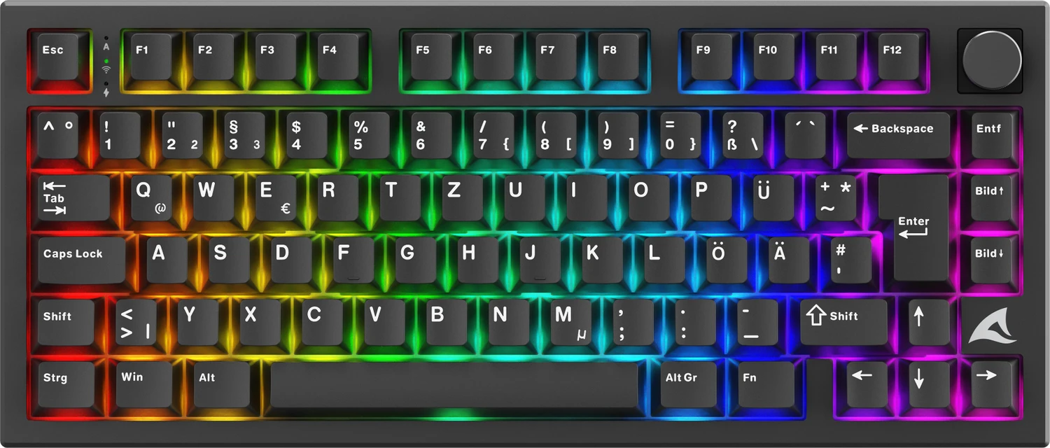 Sharkoon Skiller SGK55W, schwarz, LEDs RGB, hot-swap, Sharkoon Linear, USB, DE für 60€ (-14%)