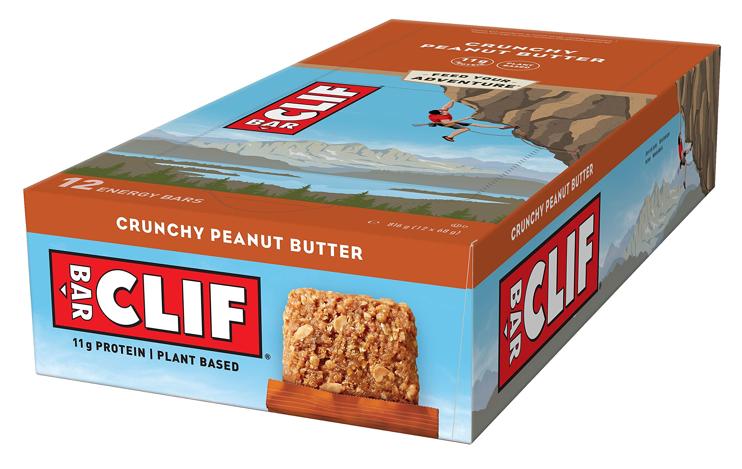 CLIF BAR | Energieriegel | mit 11g pflanzlichem Eiweiß | Crunchy Peanut Butter | Energy Bar | Pflanzlicher Proteinriegel für Laufen für 19€ (-18%)