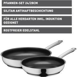 Silit Calabria Pfannen-Set (24/28 cm, Edelstahl, Induktion, 260°C fest) für 43€ (-24%)