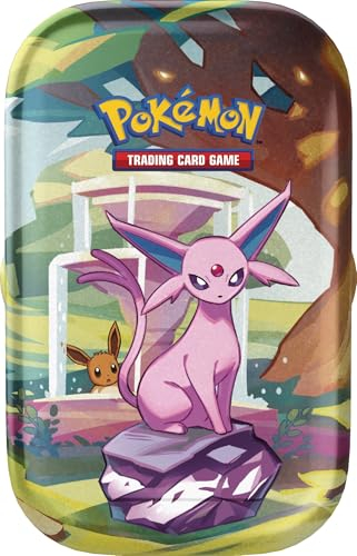 Pokémon-Sammelkartenspiel: Mini-Tin-Box Karmesin & Purpur – Prismatische Entwicklungen: Psiana (2 Boosterpacks & 1 Münze) (Einladung)