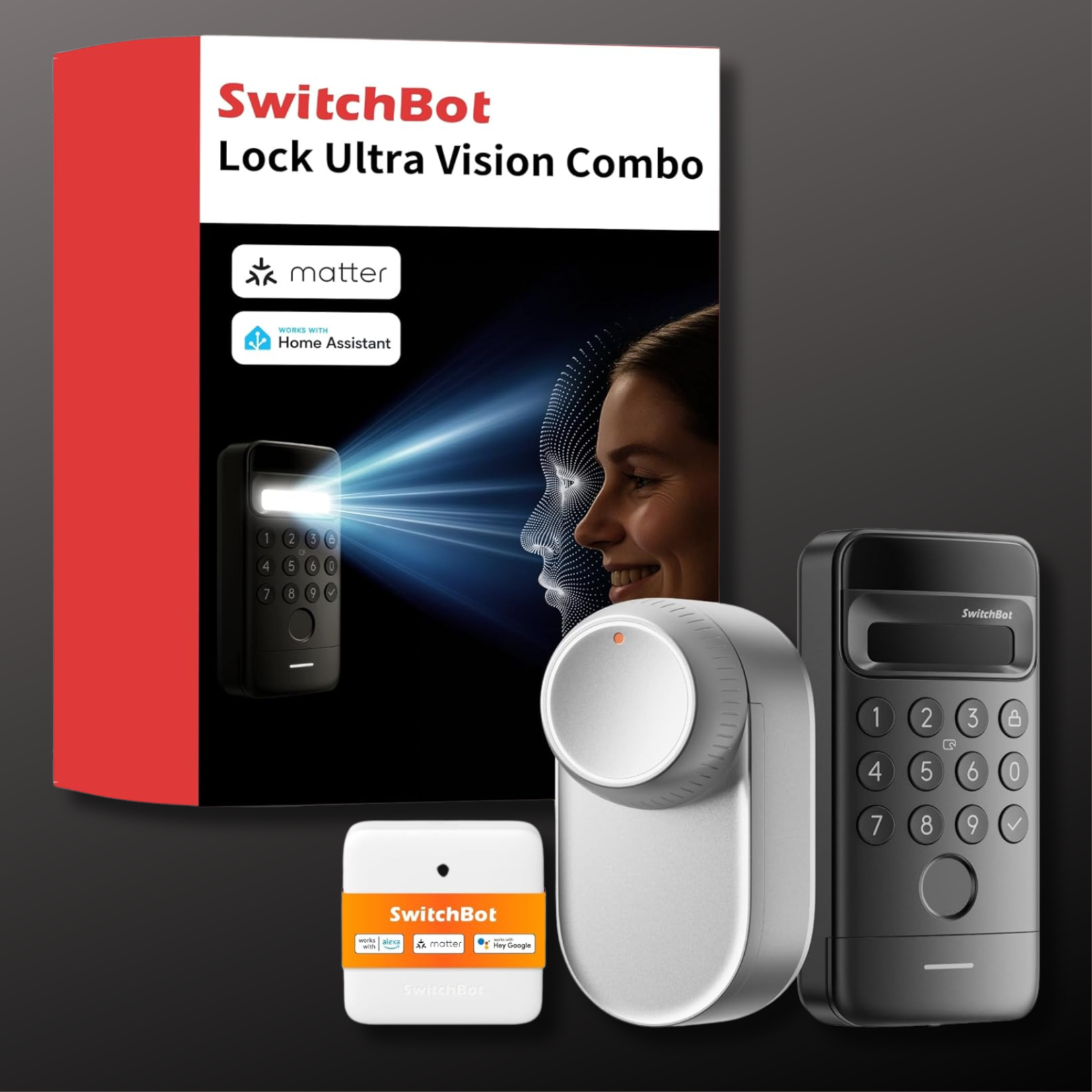 SwitchBot WLAN Smart Lock Ultra + Keypad Vision | Silber o. Schwarz | 3D-Gesichts-/Fingerabdruckerkennung o. Codeeingabe, unterstützt Matter für 197€ (-10%)