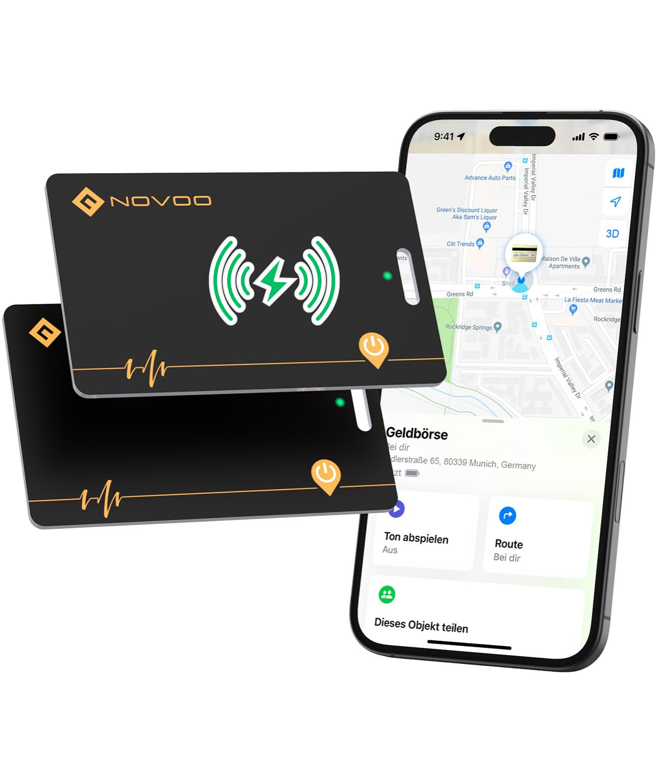 : NOVOO wiederaufladbarer Tracker 2er Pack, slim AirTag Karte kompatibel mit Apple Find My, iOS, wasserdicht, für Geldbörse und Gepäck für 22€ (-19%)