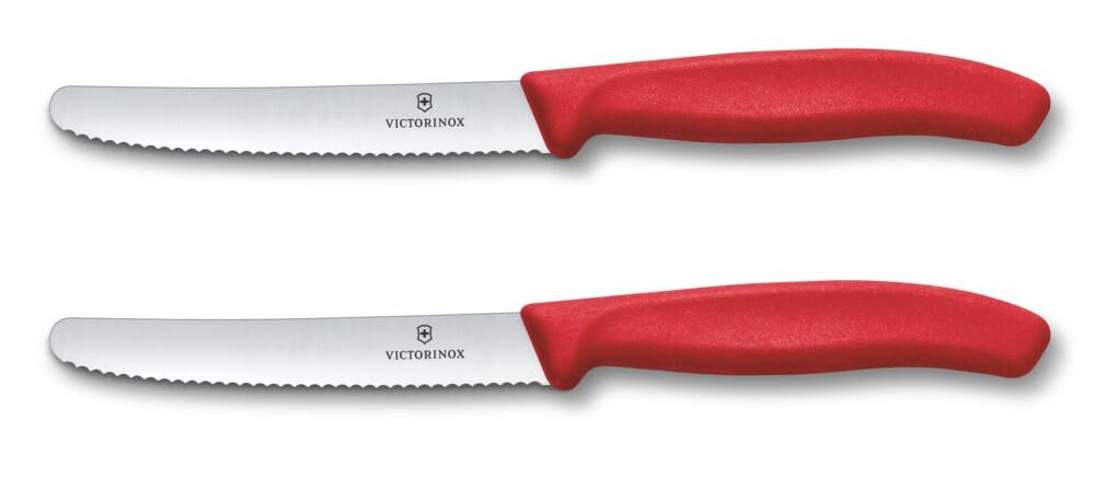 Victorinox Swiss Classic, Frühstücksmesser 2er-Set, Scharfe Klinge, Wellenschliff, 11 cm, Rostfreier Stahl, Rot oder Blau für 9€ (-25%)