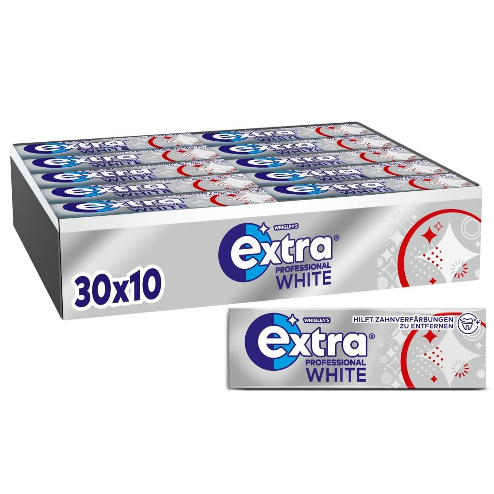 (Amazon spar Abo day) Extra Professional White, Zuckerfreier Kaugummi, Multipack mit 30×10 Dragees, Für frischen Atem für 14€ (-39%)