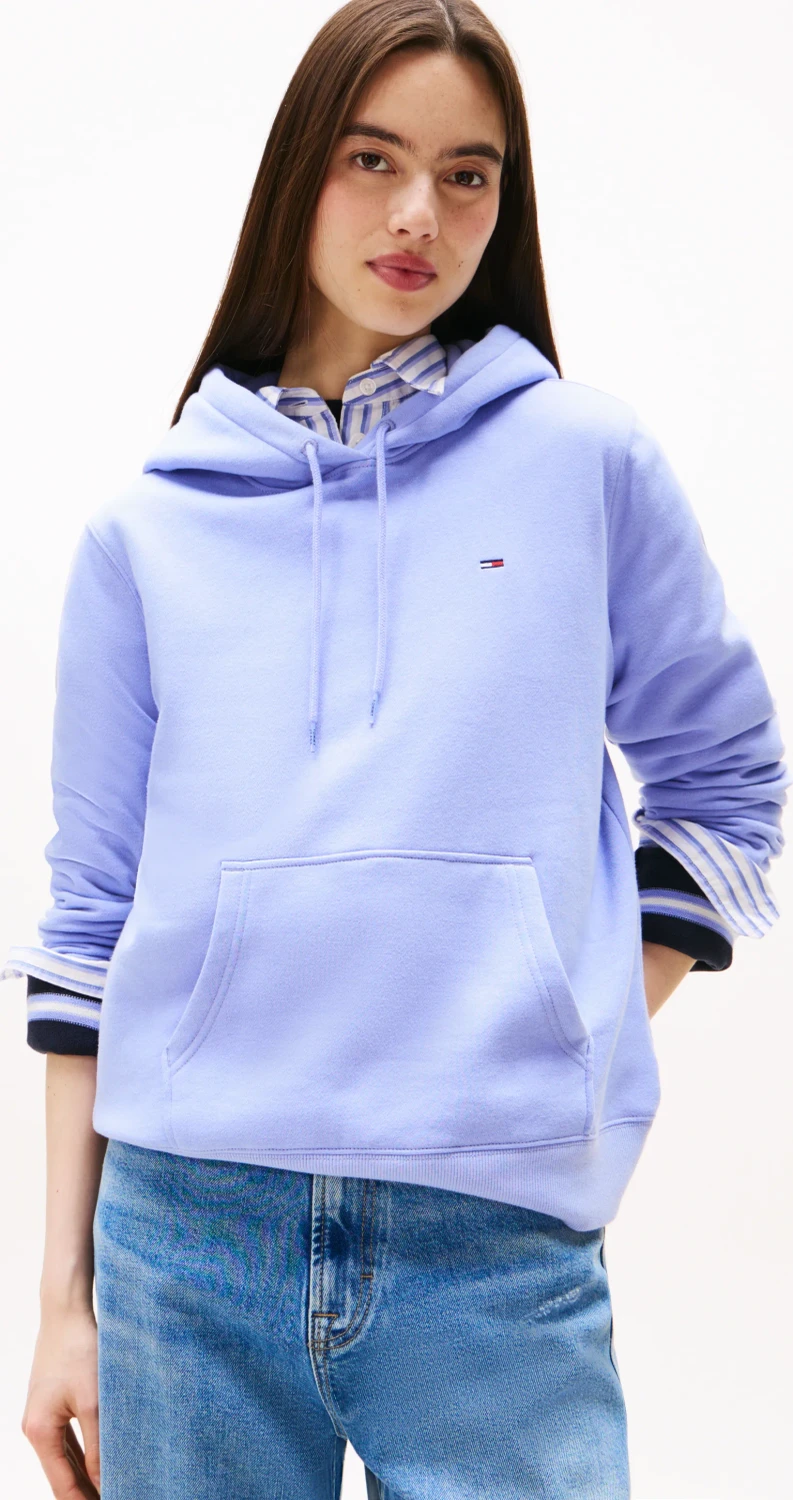Tommy Hilfiger Flag Embroidery Fleece Drawstring Hoodie vintage iris (Damen) für 32€ (-46%)