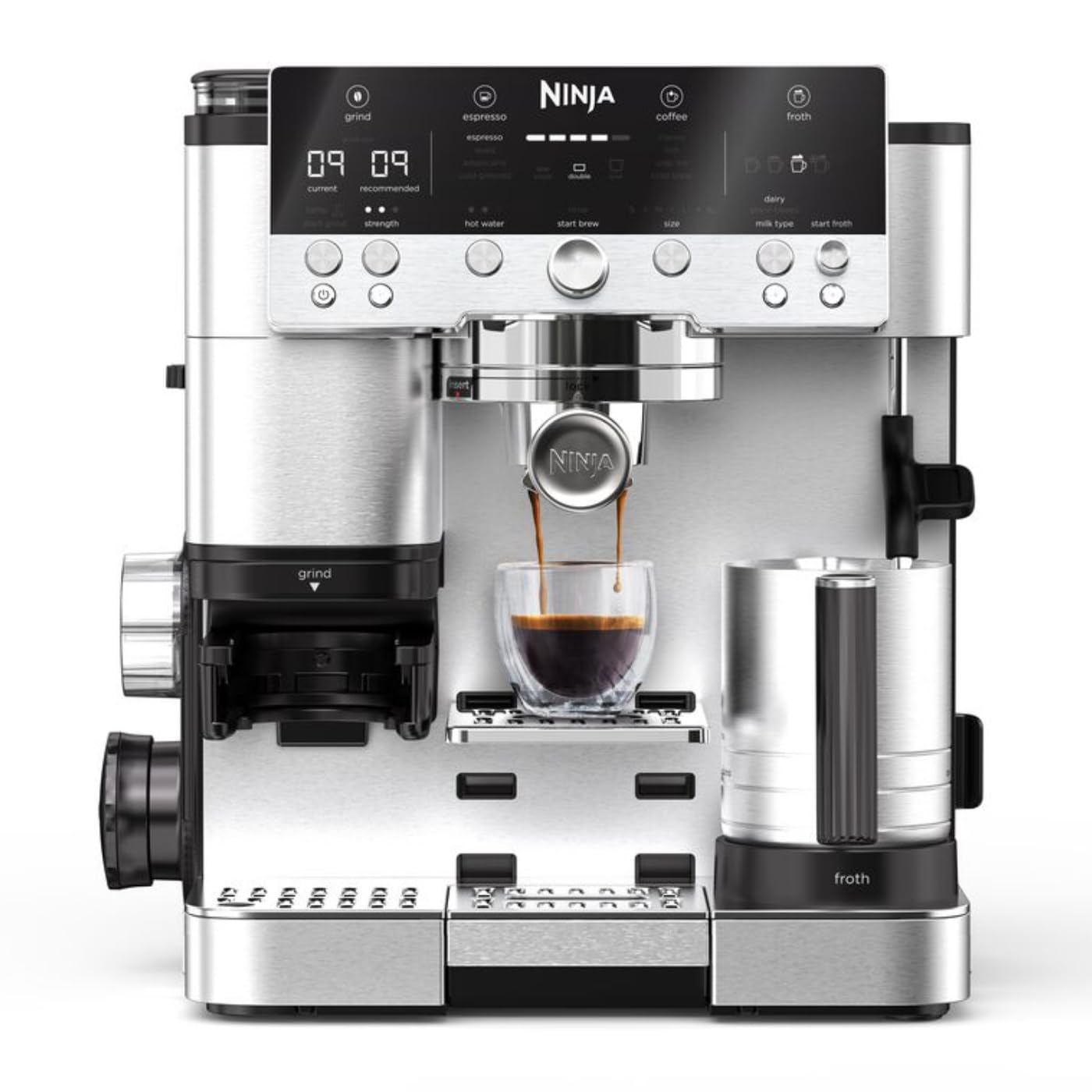 Ninja Luxe Premier 3-in-1-Kaffeemaschine mit Mahlwerk und Aufschäumer für Latte für 359€ (-35%)