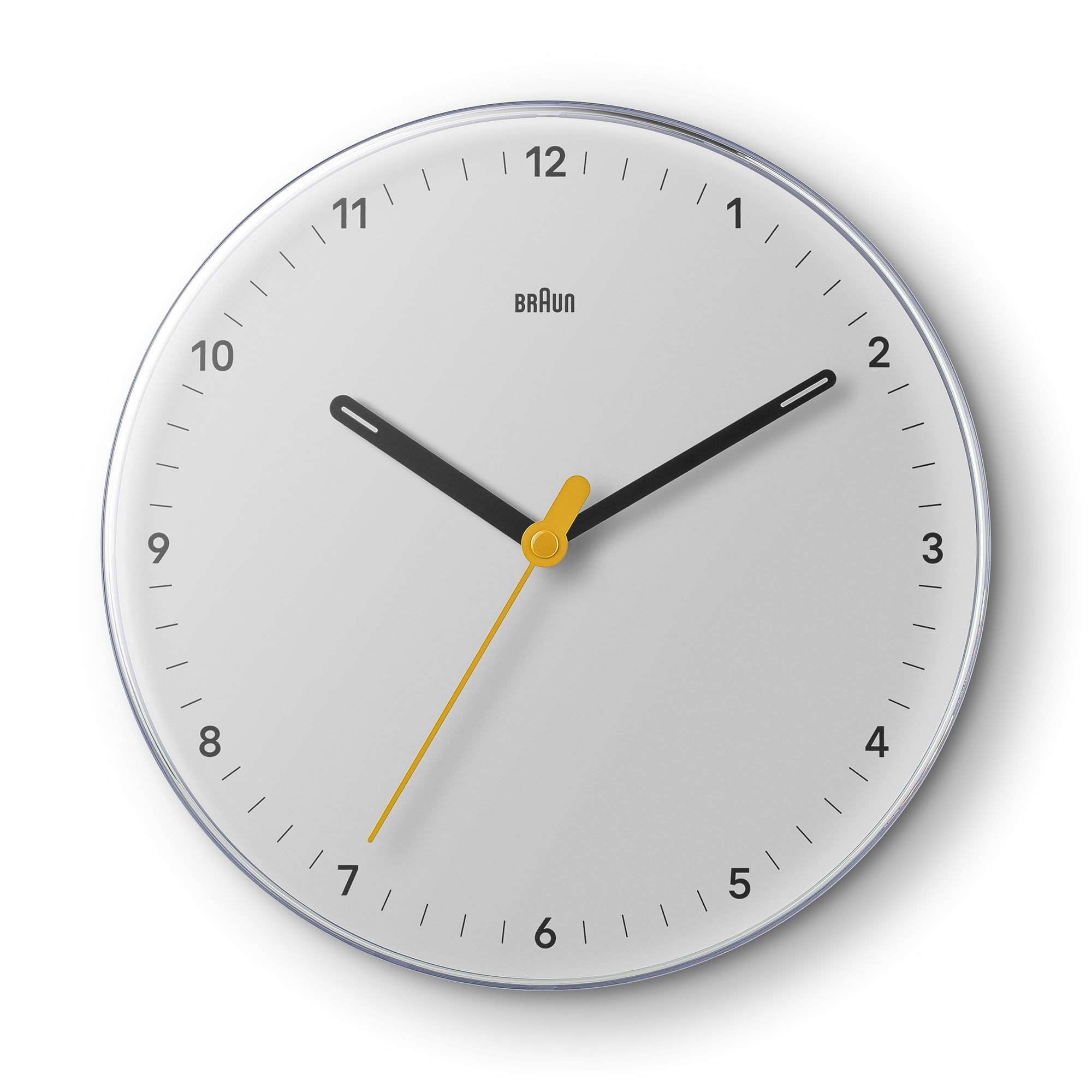 Braun BC26W Design-Wanduhr (23 cm) – geräuschloses Quarzwerk – Farbe: Weiß – Top Design! für 23€ (-23%)